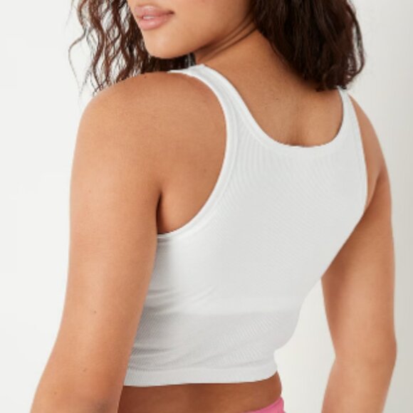 Victoria Secret PINK RIB CROP TANK TOP -‎ Optic White - XXL - Picture 2 of 3
